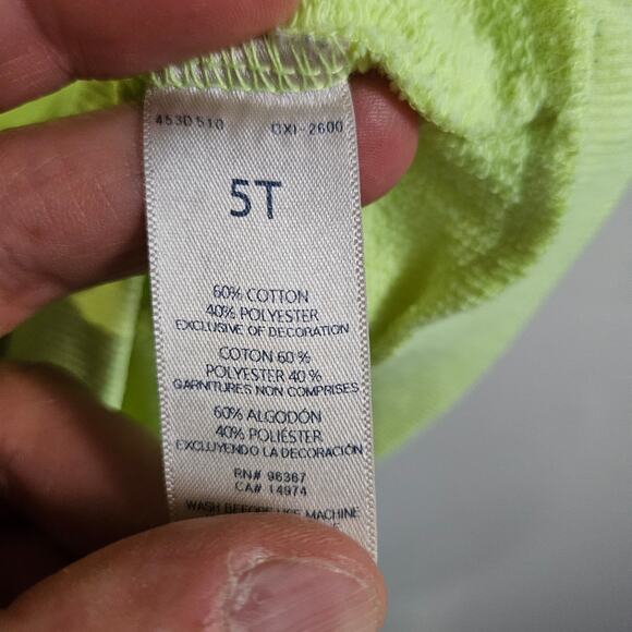 OshKosh B'Gosh Size 5T Crewneck Sweatshirt Spring Green Kangaroo Pocket Everyday - Picture 5 of 5